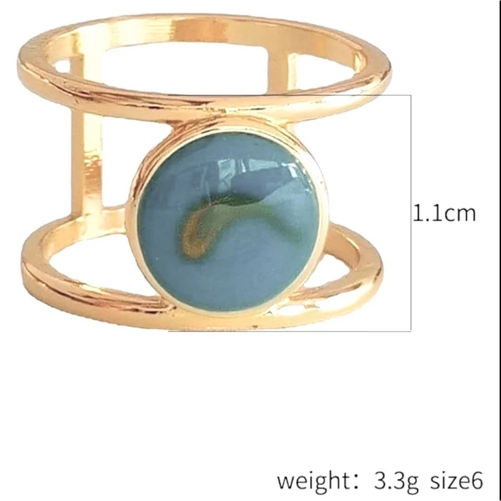 New Women's Large Turquoise Gold Filled‎ Ring, Bar Band, Size 5, Jewelry